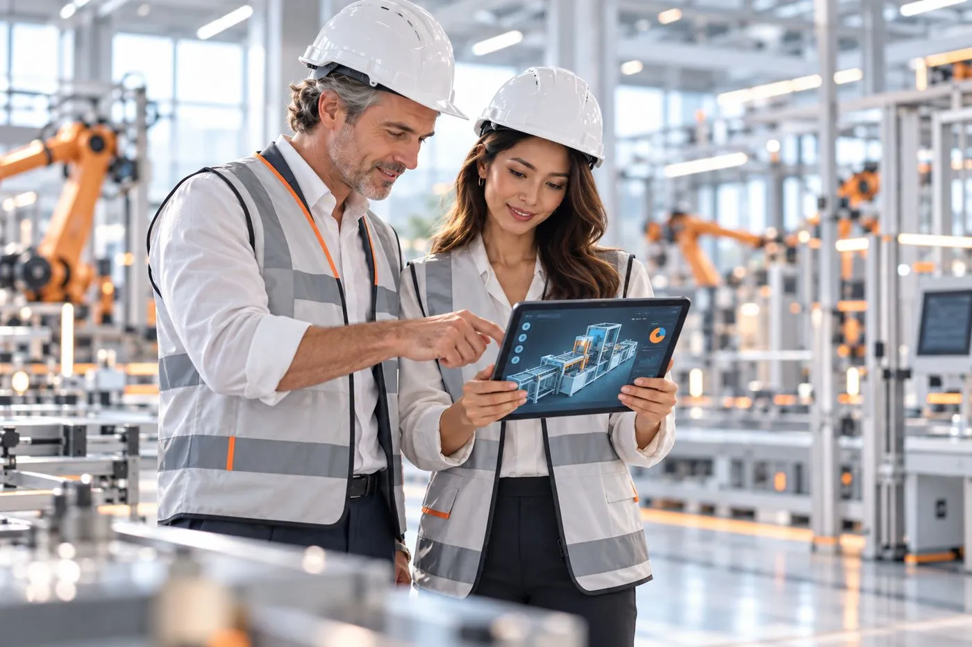 Engineers in a modern factory