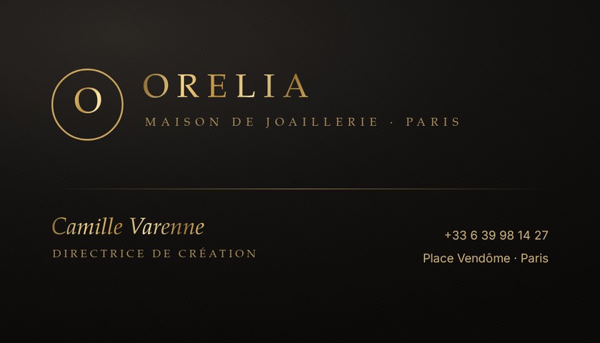 Carte de visite d'une maison de joaillerie (exemple)