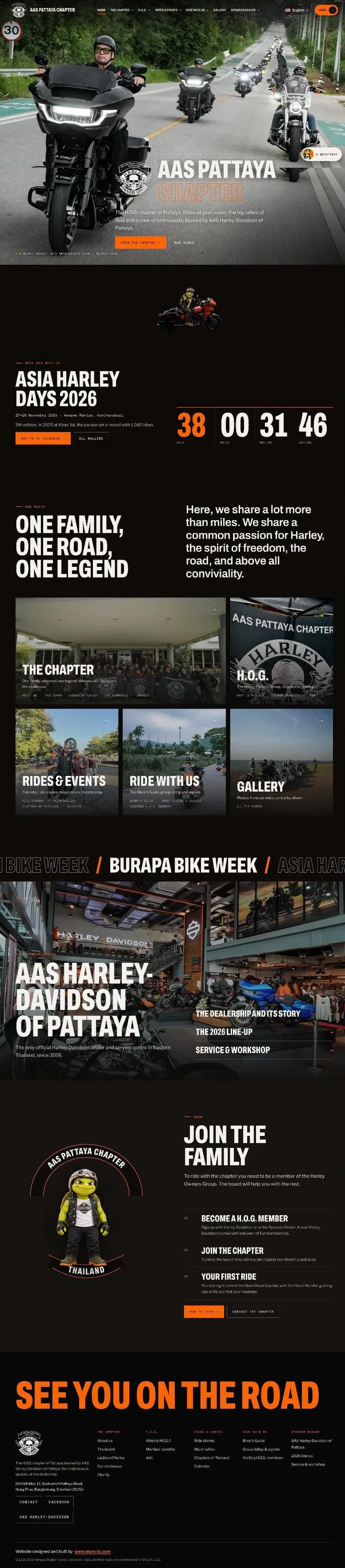 AAS Pattaya Chapter (Harley-Davidson) website, full home page