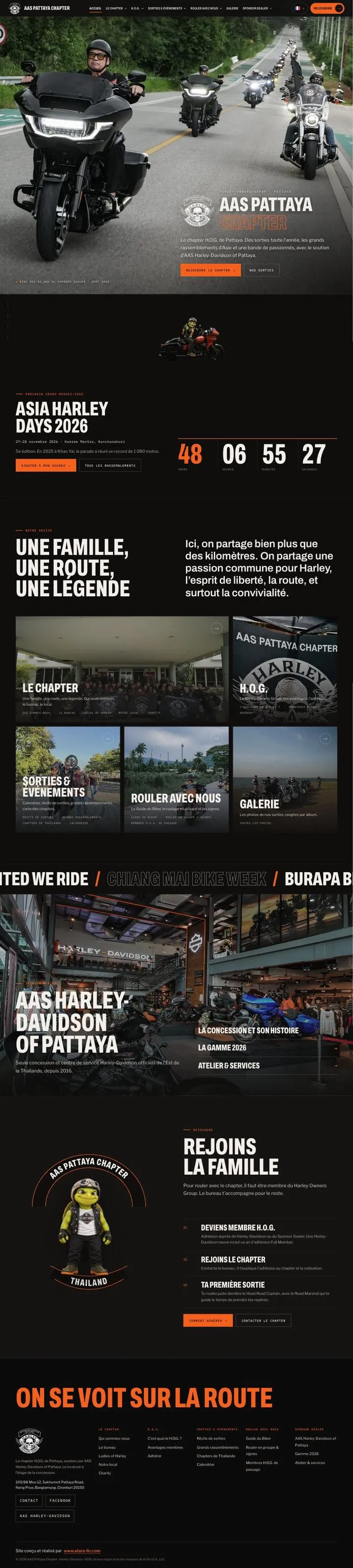 Site AAS Pattaya Chapter (Harley-Davidson), page d'accueil complète