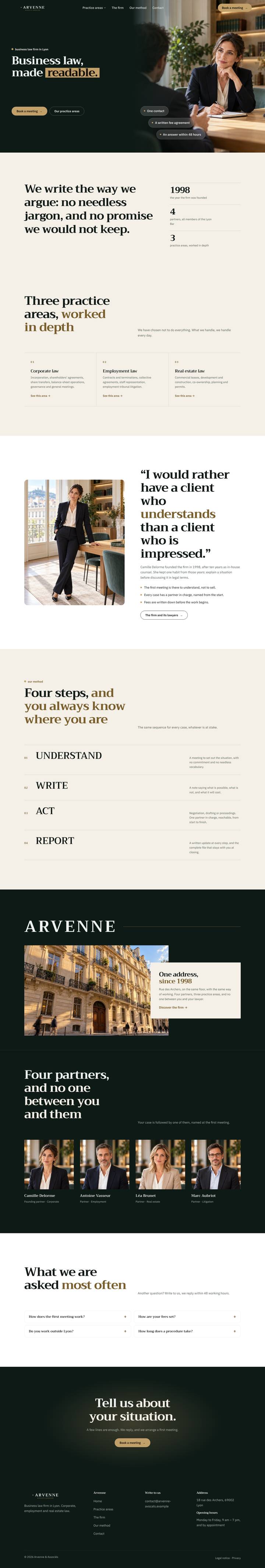 Theme for law and consulting firms, on a computer: full home page