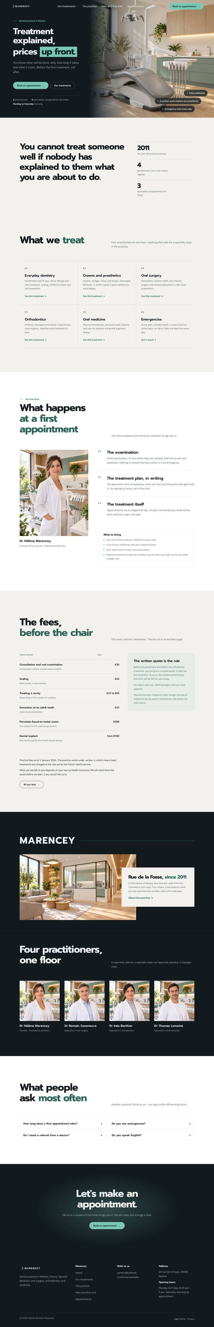 Theme for medical and dental practices, on a computer: full home page