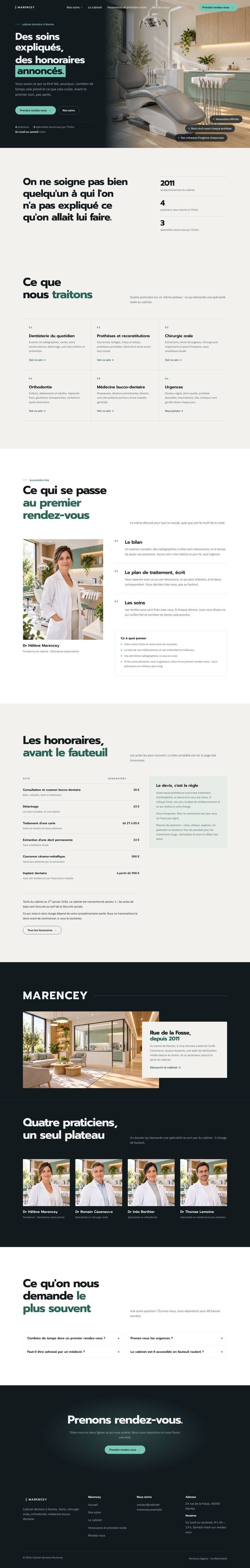 Thème pour cabinets médicaux et dentaires, sur ordinateur : page d'accueil complète
