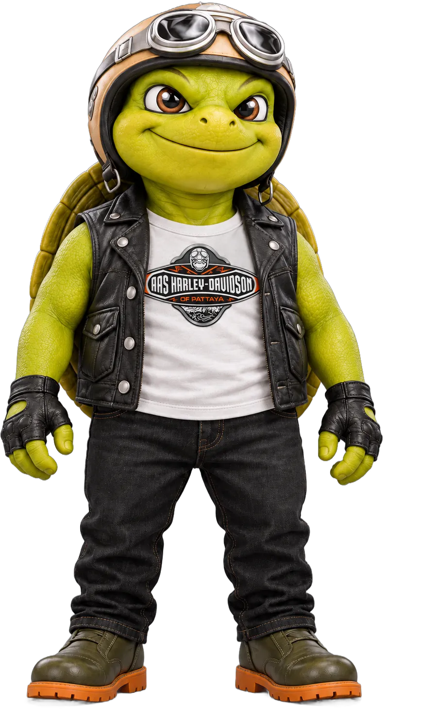 Avatar IA en forme de tortue, créé par ATARE pour le site d'un club de motards